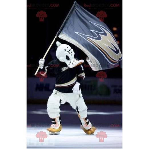 Mascotte de canard géant en tenue de hockey - Redbrokoly.com