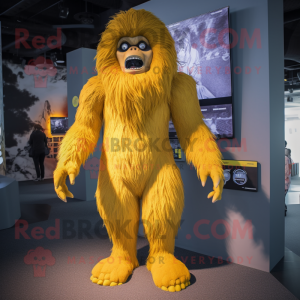 Geel Sasquatch mascotte...