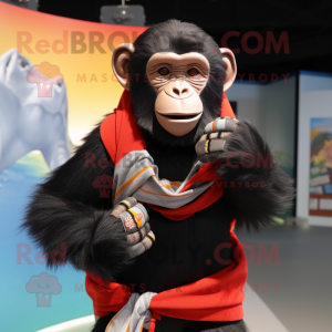 nan Chimpanzee mascot costume character dressed with a Rash Guard and Scarf clips