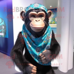 nan Chimpanzee mascot costume character dressed with a Rash Guard and Scarf clips