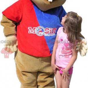 Brown beaver mascot with a blue and red sweater - Redbrokoly.com