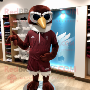 Maroon Falcon mascot costume character dressed with a Swimwear and Cufflinks