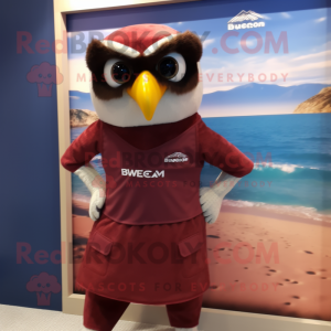 Maroon Falcon mascot costume character dressed with a Swimwear and Cufflinks