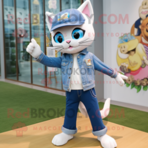 nan Cat mascot costume character dressed with a Skinny Jeans and Keychains