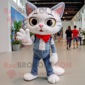 nan Cat mascot costume character dressed with a Skinny Jeans and Keychains