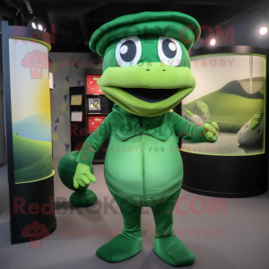 Green Anaconda mascot costume character dressed with a Turtleneck and Hats