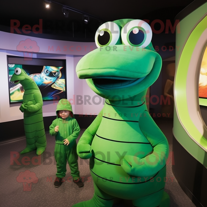 Green Anaconda mascot costume character dressed with a Turtleneck and Hats Green Anaconda mascot costume character dressed with a Turtleneck and Hats