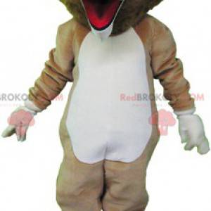 Mascote leão bege e branco muito engraçado - Redbrokoly.com