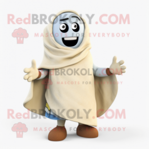 Cream Television mascot costume character dressed with a Bootcut Jeans and Shawls