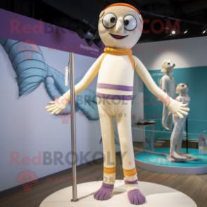 Cream Tightrope Walker mascot costume character dressed with a Swimwear and Scarves