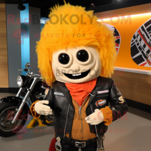 nan Enchiladas mascot costume character dressed with a Moto Jacket and Necklaces