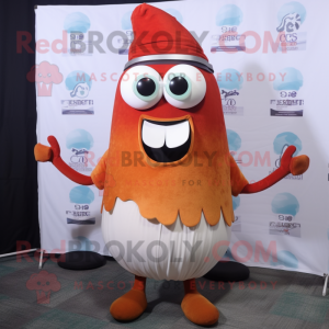 Rust Ceviche mascot costume character dressed with a Midi Dress and Eyeglasses