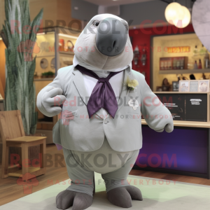 Silver Walrus maskot kostym...