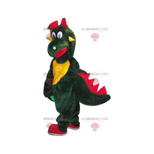 Jätte röd och gulgrön drakmaskot - Redbrokoly.com