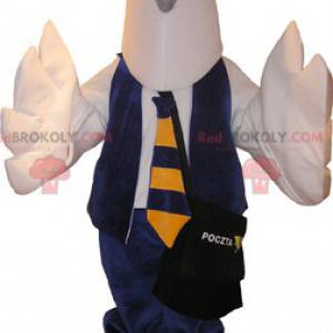 Mascotte d'oiseau blanc de pigeon voyageur de facteur -