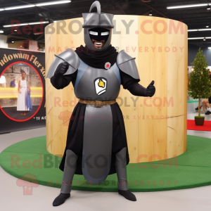 Black Medieval Knight mascot costume character dressed with a Tank Top and Rings