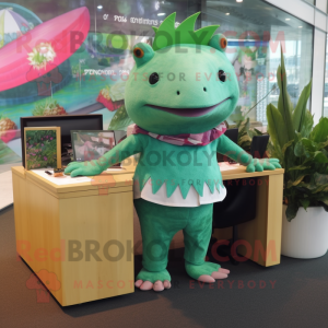 Grønn Axolotls maskot drakt...