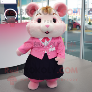 Pink hamster maskot kostume...