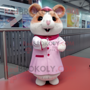 Pink hamster maskot kostume...