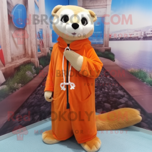 Orange Ferret maskot kostym...