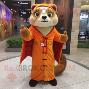 Orange Ferret mascot costume character dressed with a Long Sleeve Tee and Shawl pins