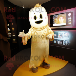Gold Ghost mascot costume character dressed with a Chinos and Digital watches