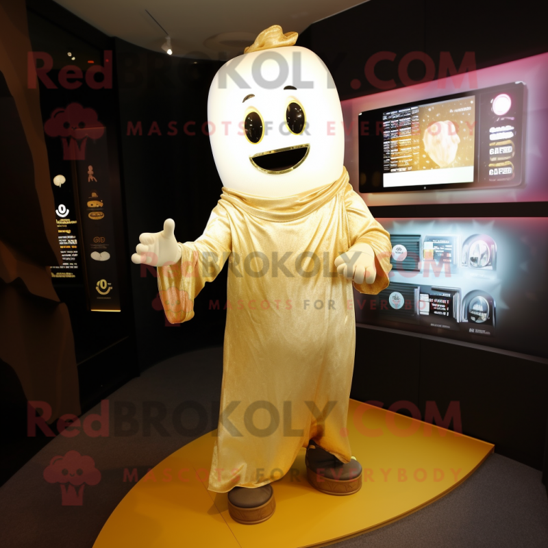 Gold Ghost mascot costume character dressed with a Chinos and Digital watches Gold Ghost mascot costume character dressed with a Chinos and Digital watches