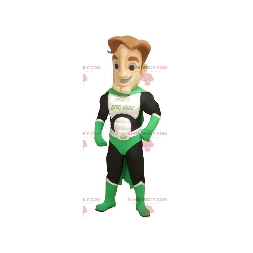 Green white and black superhero mascot - Redbrokoly.com