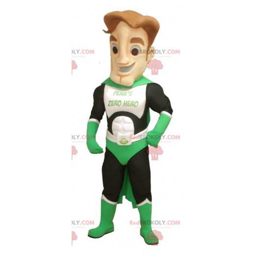 Groen wit en zwart superheld mascotte - Redbrokoly.com