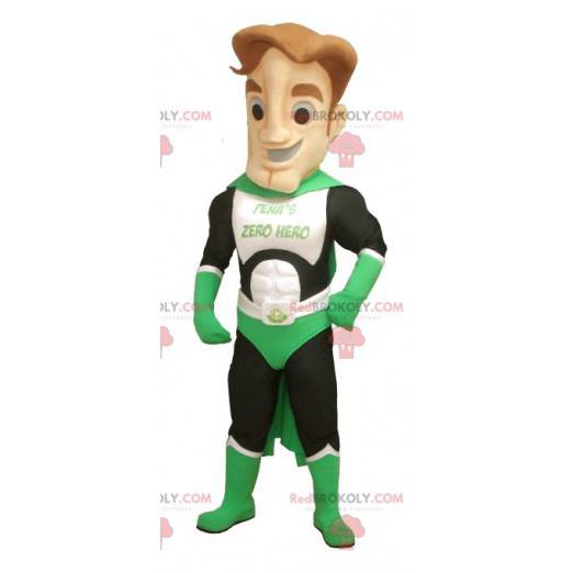 Grön vit och svart superhjälte maskot - Redbrokoly.com