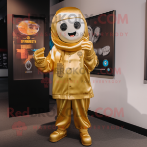 Gold Ghost maskot kostym...