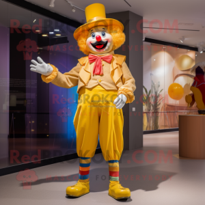Guld Clown maskot kostym...