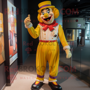 Gold Clown mascot costume character dressed with a Trousers and Hats