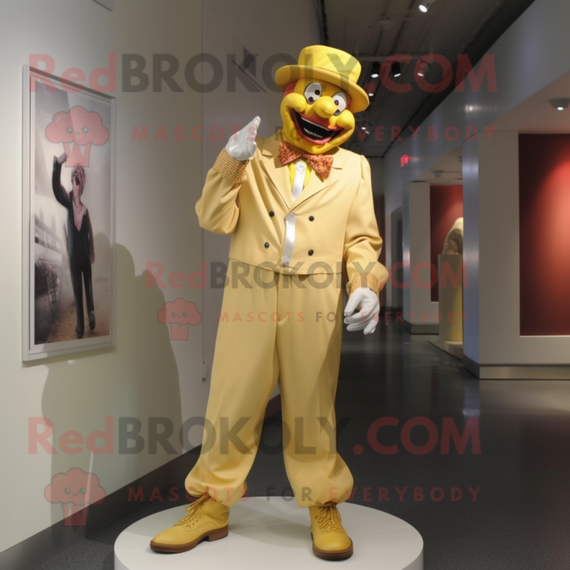 Gold Clown mascot costume character dressed with a Trousers and Hats