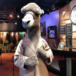 Gray Camel mascot costume character dressed with a Tuxedo and Wraps