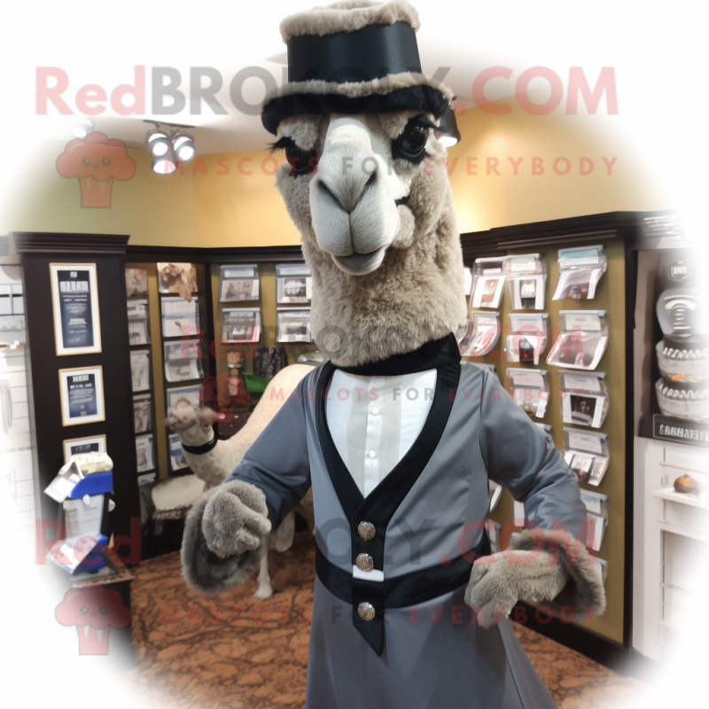 Gray Camel mascot costume character dressed with a Tuxedo and Wraps Gray Camel mascot costume character dressed with a Tuxedo and Wraps