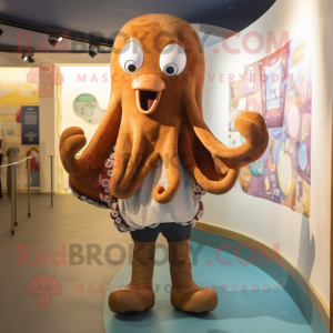 Brun bläckfisk maskot...