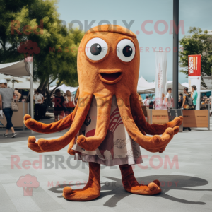 Brun Octopus maskot drakt...