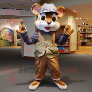 nan Dormouse mascot costume character dressed with a Dress Pants and Shoe laces