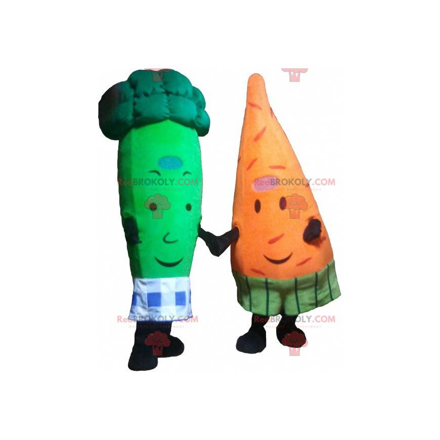 2 mascotes: uma cenoura e um brócolis verde - Redbrokoly.com