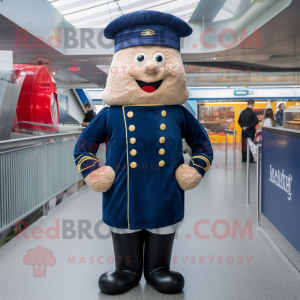 Navy Beef Wellington mascot costume character dressed with a Jeans and Berets