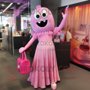 Pink Ghost maskot kostume...