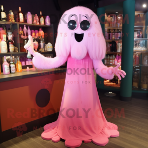 Pink Ghost maskot kostym...