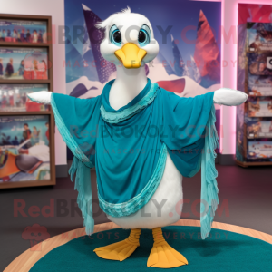 Teal Swan mascot costume character dressed with a Shorts and Shawls