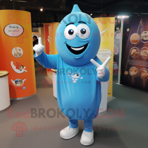 Sky Blue Shakshuka mascot costume character dressed with a Long Sleeve Tee and Bracelets