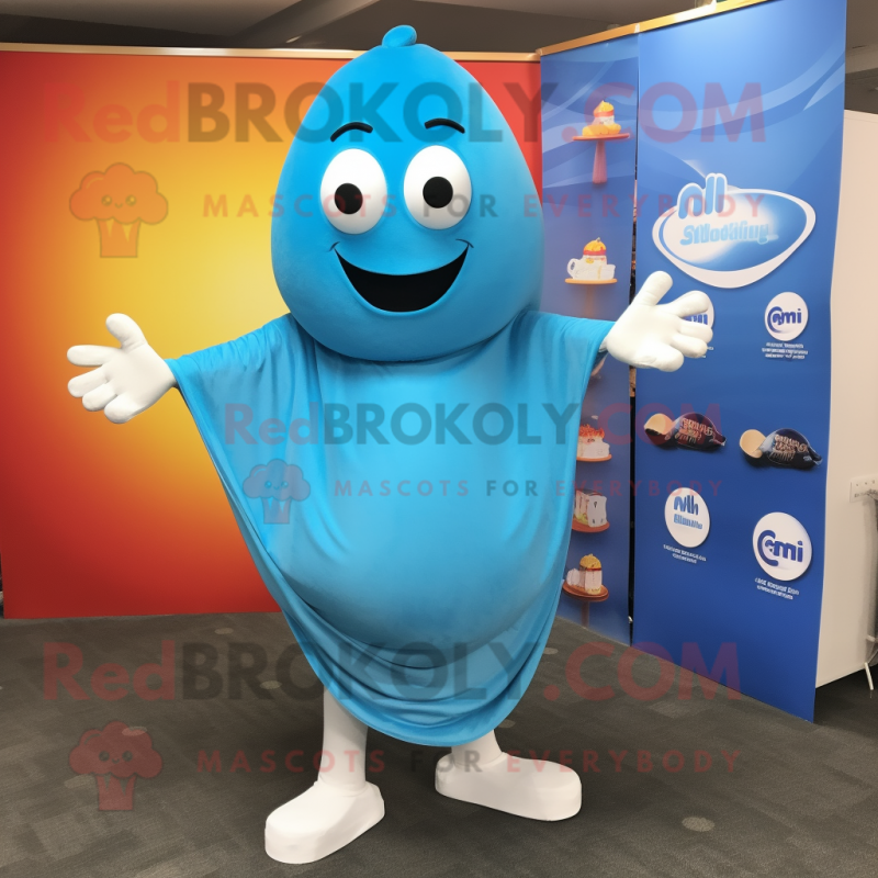 Sky Blue Shakshuka mascot costume character dressed with a Long Sleeve Tee and Bracelets