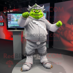 Silver Ogre maskot kostym...
