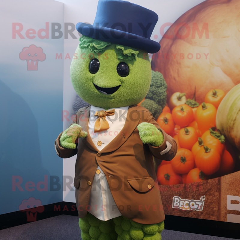 Rust Broccoli mascot costume character dressed with a Blazer and Berets