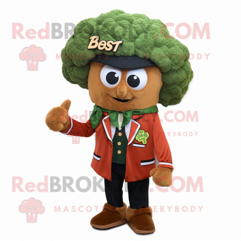 Rust Broccoli mascot costume character dressed with a Blazer and Berets Rust Broccoli mascot costume character dressed with a Blazer and Berets