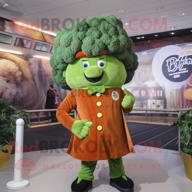 Rust Broccoli mascot costume character dressed with a Blazer and Berets Rust Broccoli mascot costume character dressed with a Blazer and Berets